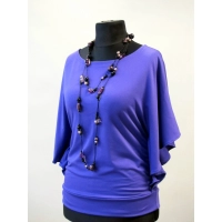 Bluzeczka Diana z pięknymi falbaniastymi rękawami - chabrowa